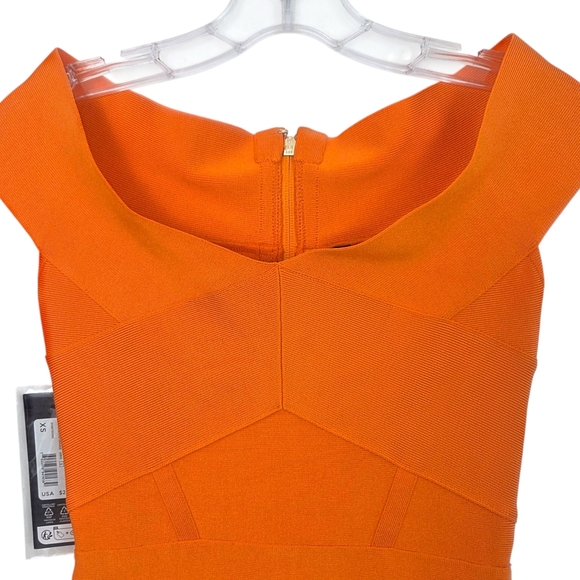 Marciano Guess Bandage Dress Y2K Bodycon NEW Womens XS Orange Cocktail Party - Picture 4 of 14